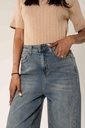 Jeans wide leg taille haute délavé - Vintage blue (8)