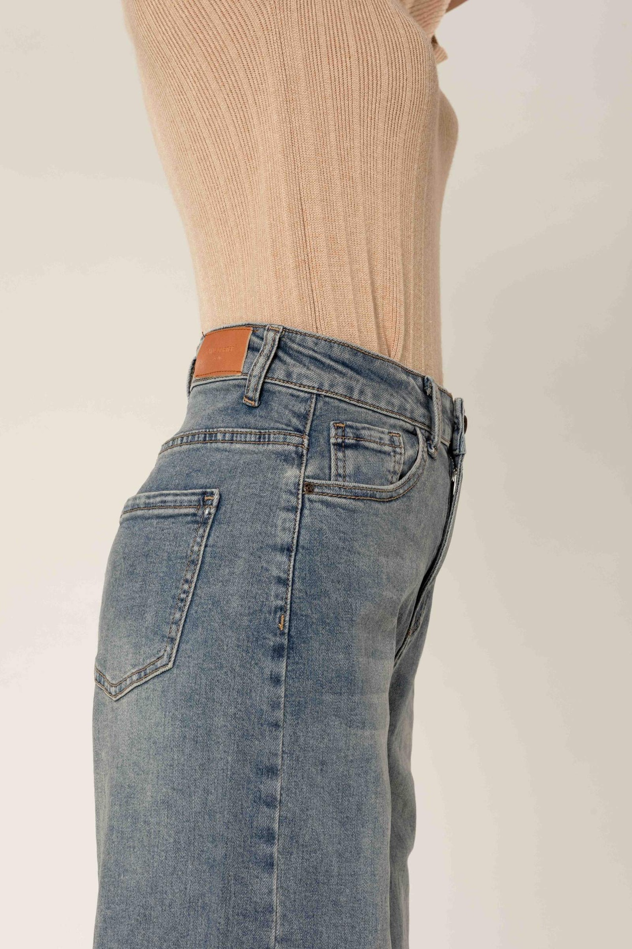 Jeans wide leg taille haute délavé - Vintage blue (9)