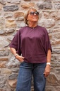 T-shirt en coton manches drapées - Acai (vue 5)