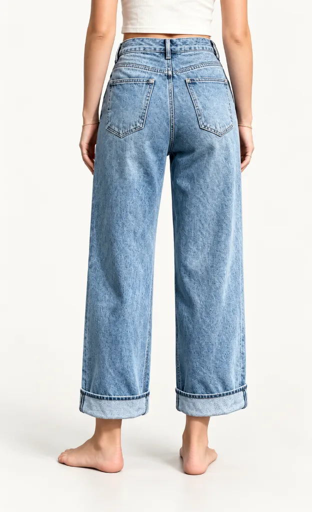 Jeans dad fit à revers court - Sido - Bleu clair (vue 3)