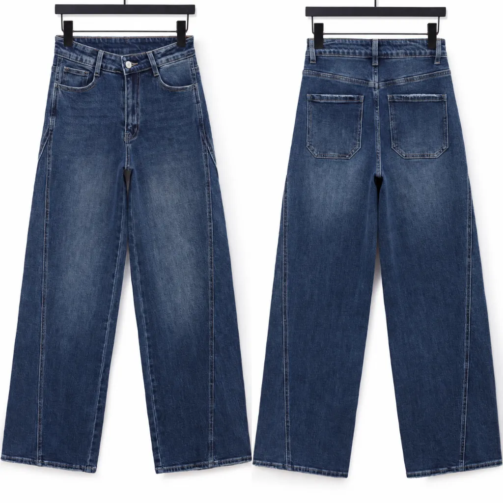 Jeans dad fit jambe large - Fiona - Bleu (vue 3)