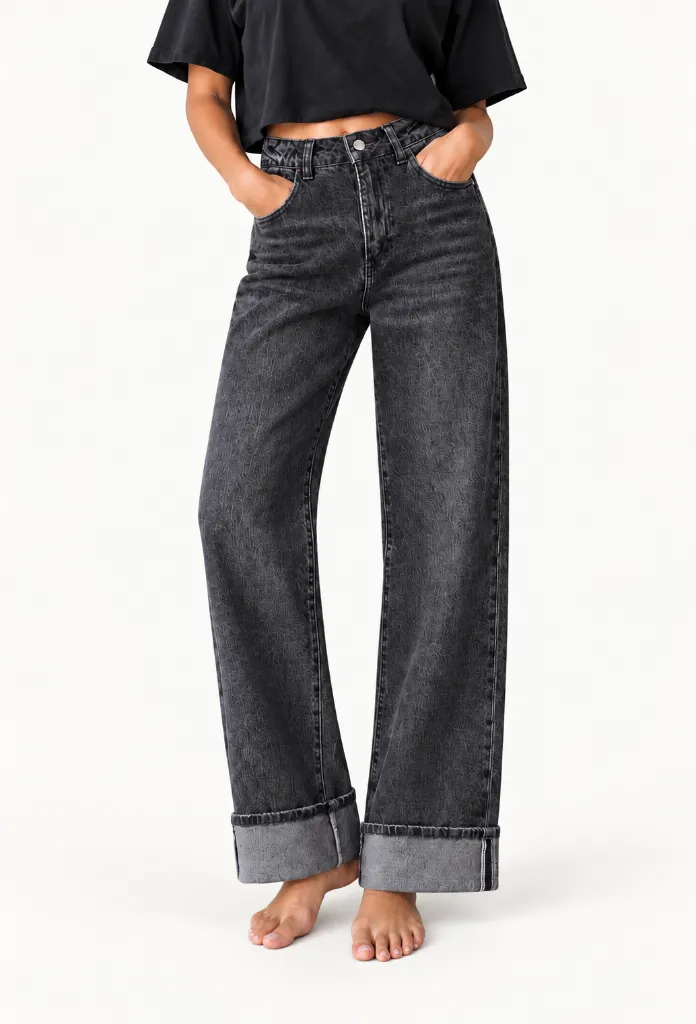 Jeans dad fit à revers - Gloria - Gris anthracite (vue 3)