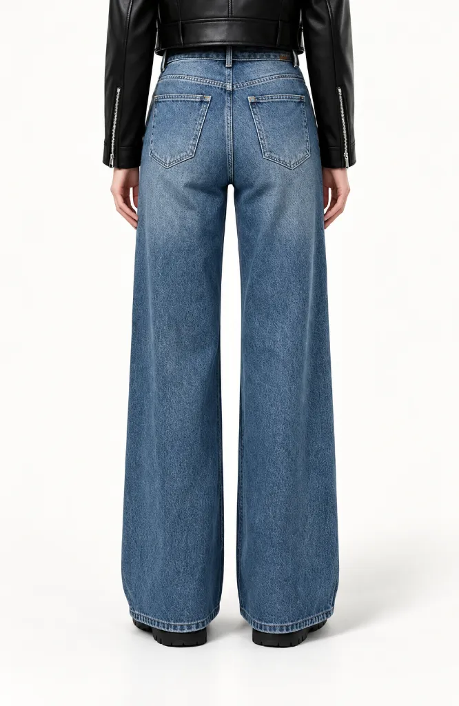 Jeans large taille haute - Lila - Bleu (vue 3)
