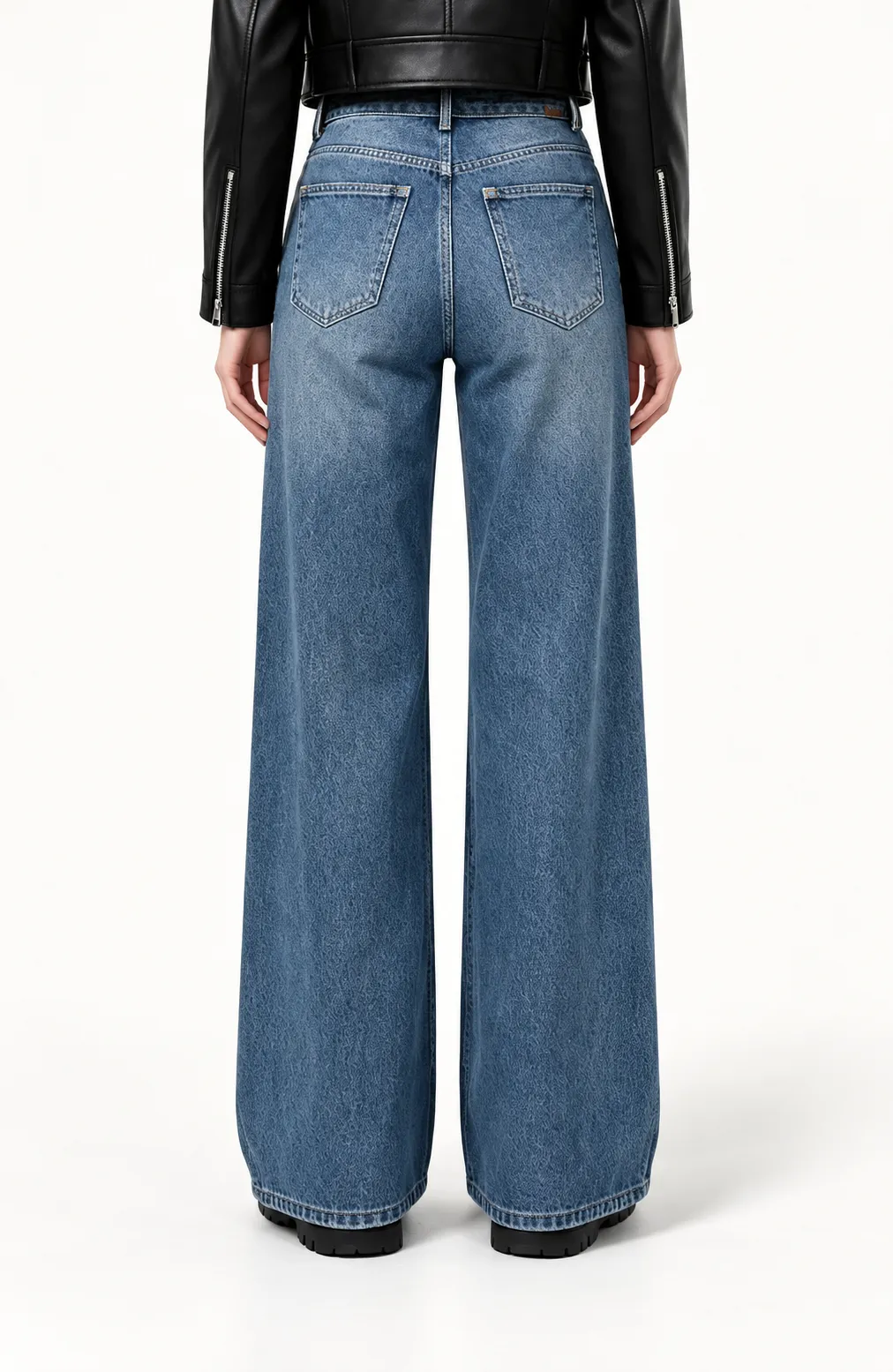 Jeans large taille haute - Lila - Bleu (vue 3)