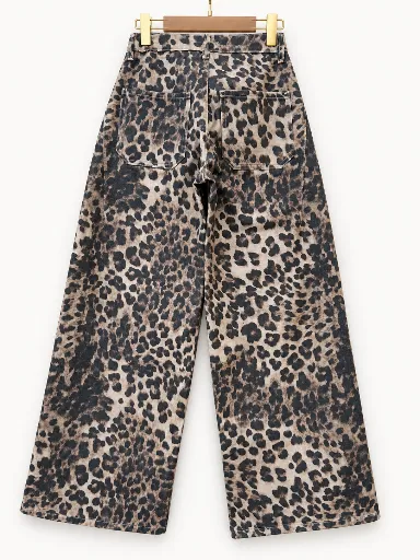 Jeans wide leg imprimé - Leopard