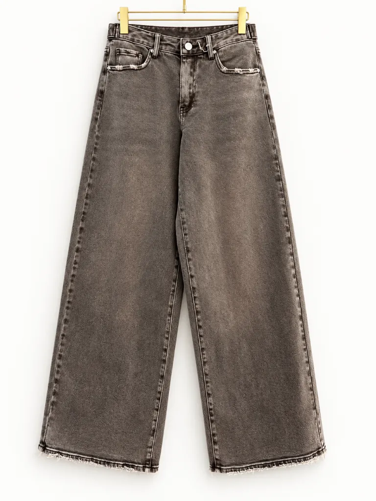Jeans wide leg taille ajustable délavé (vue 2)