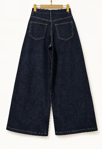 Jeans extra wide leg taille haute - bleu brut