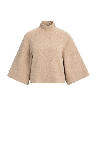 Pull à larges manches, col montant - YAYA - Dark Beige Melange