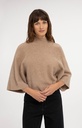Pull à larges manches, col montant - YAYA - Dark Beige Melange (3)
