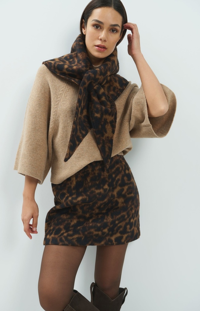 Pull à larges manches, col montant - YAYA - Dark Beige Melange (7)