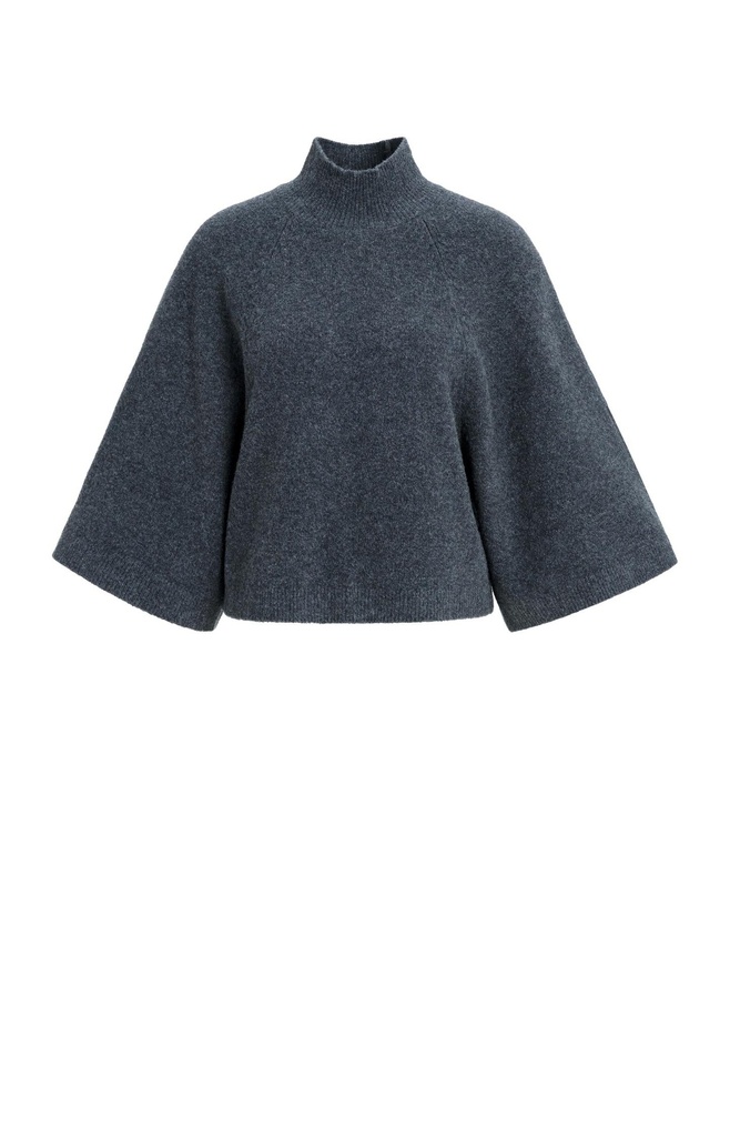 Pull à larges manches, col montant - YAYA - Dark Anthracite Melange (2)