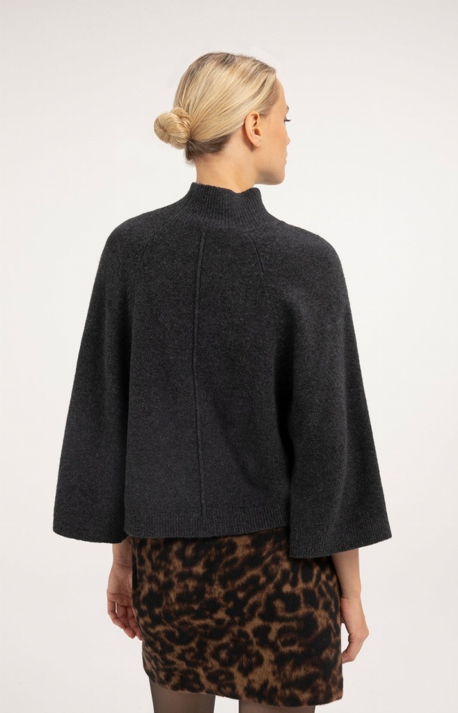 Pull à larges manches, col montant - YAYA - Dark Anthracite Melange (5)
