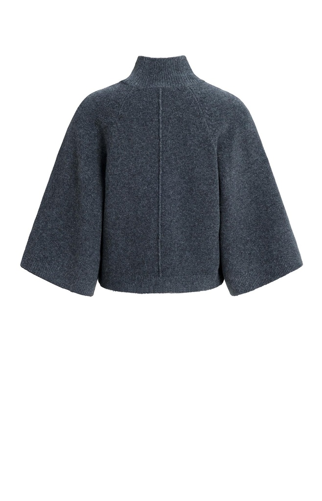 Pull à larges manches, col montant - YAYA - Dark Anthracite Melange (8)