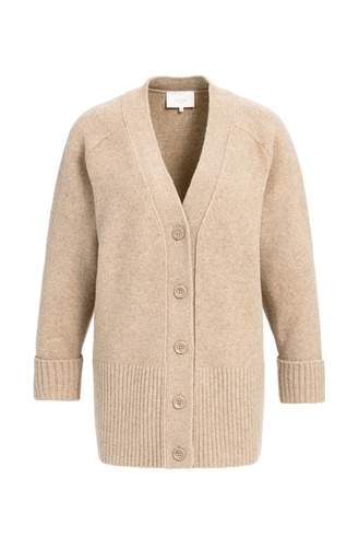 Cardigan oversize en maille côtelée - YAYA - Dark Beige Melange