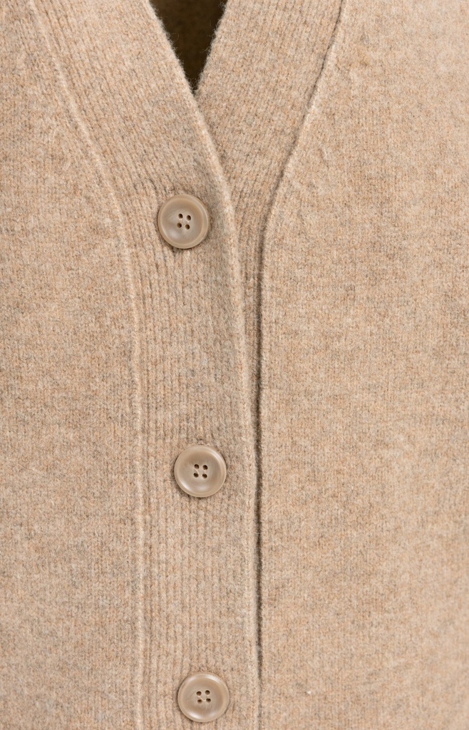 Cardigan oversize en maille côtelée - YAYA - Dark Beige Melange (9)