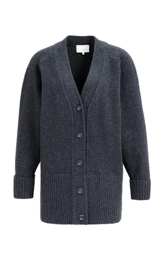 Cardigan oversize en maille côtelée - YAYA - Dark Anthracite Melange