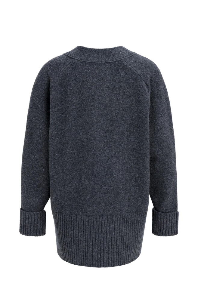 Cardigan oversize en maille côtelée - YAYA - Dark Anthracite Melange (8)
