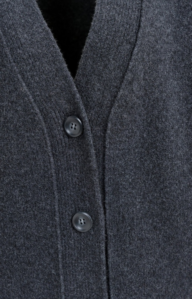 Cardigan oversize en maille côtelée - YAYA - Dark Anthracite Melange (9)