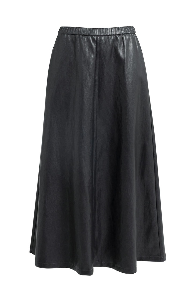 Jupe midi simili cuir à poches - YAYA - Hole Black