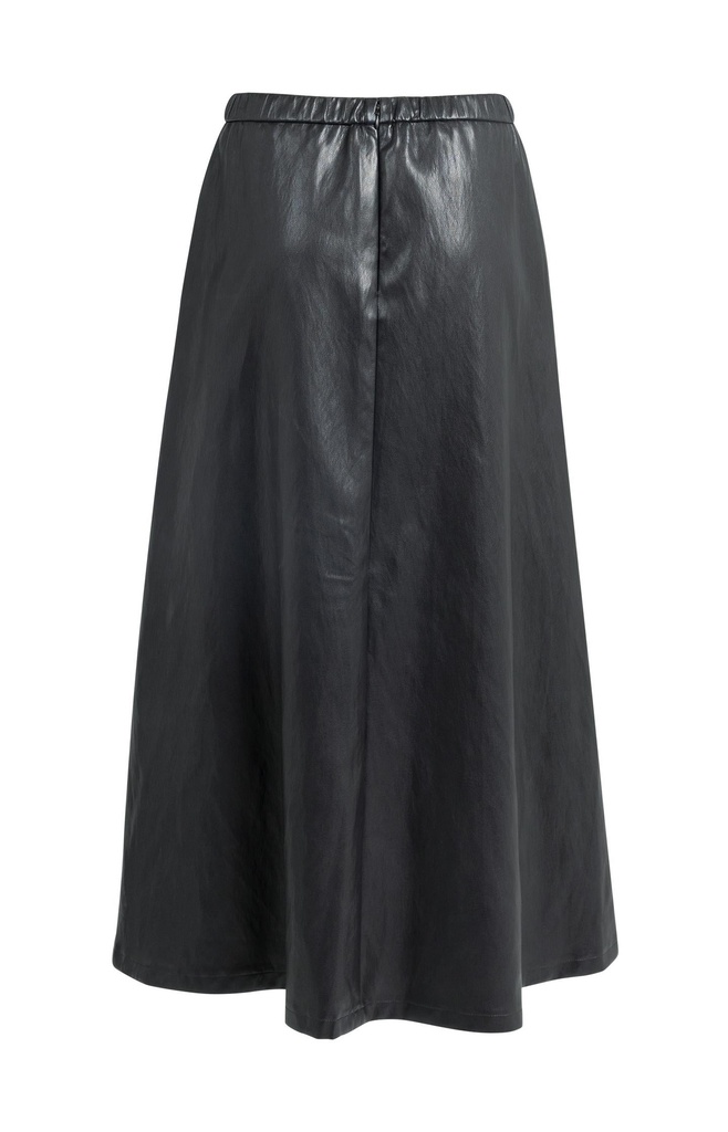 Jupe midi simili cuir à poches - YAYA - Hole Black (5)