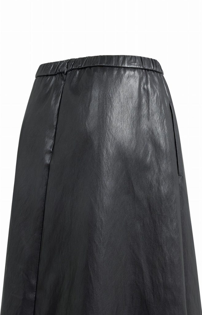 Jupe midi simili cuir à poches - YAYA - Hole Black (6)