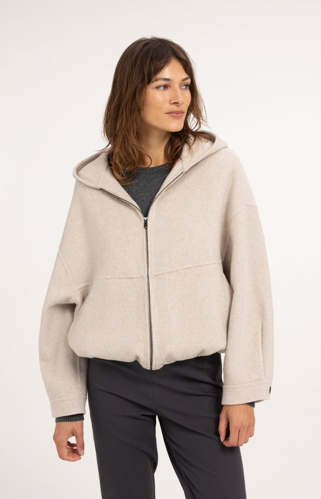 Veste oversize en laine mélangée avec capuche - YAYA - Pure Cashmere Grey Melange (5)
