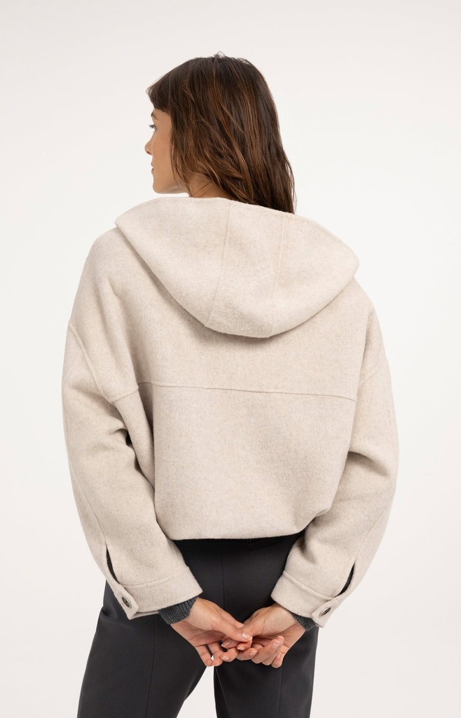 Veste oversize en laine mélangée avec capuche - YAYA - Pure Cashmere Grey Melange (6)
