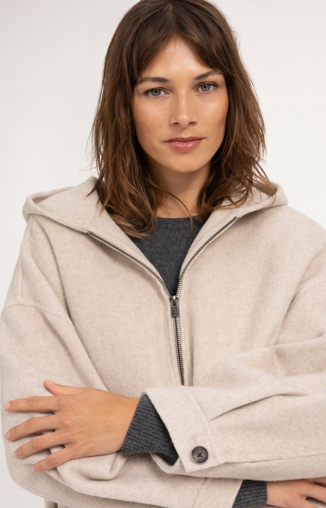 Veste oversize en laine mélangée avec capuche - YAYA - Pure Cashmere Grey Melange (7)