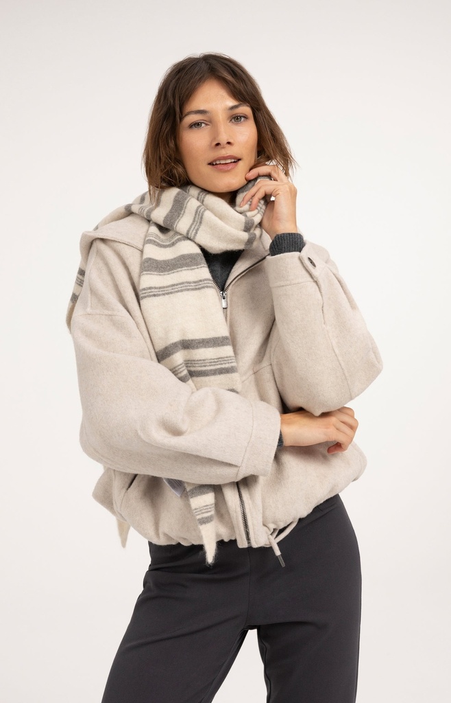 Veste oversize en laine mélangée avec capuche - YAYA - Pure Cashmere Grey Melange (8)