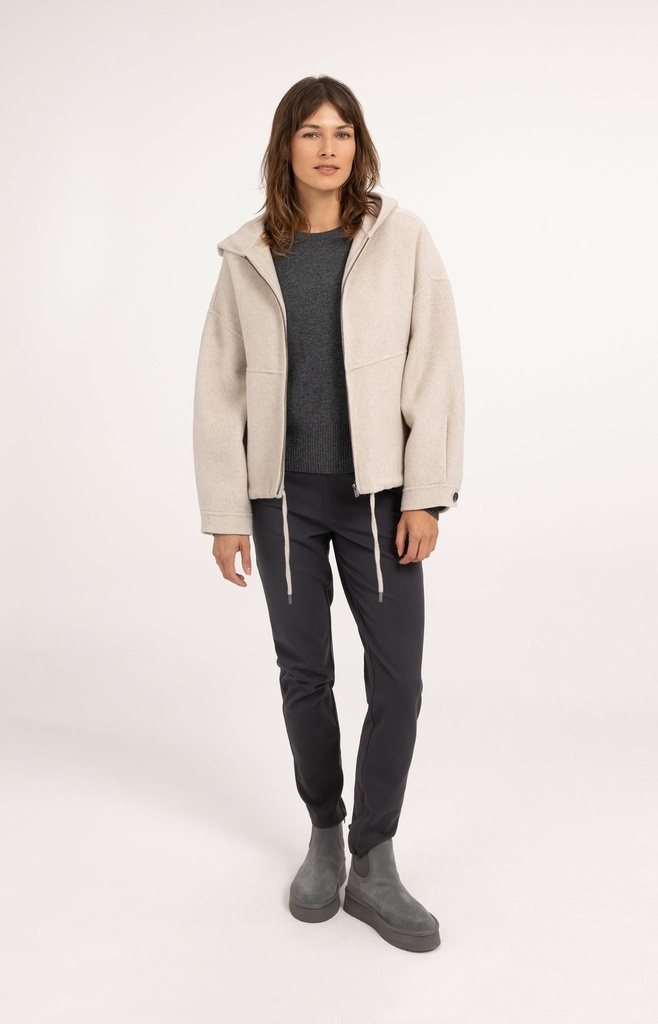 Veste oversize en laine mélangée avec capuche - YAYA - Pure Cashmere Grey Melange (9)