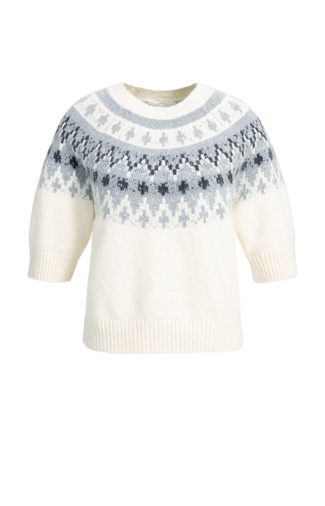 Pull en maille à motif jacquard inspiration nordique - YAYA - Illusions Gray Dessin (2)