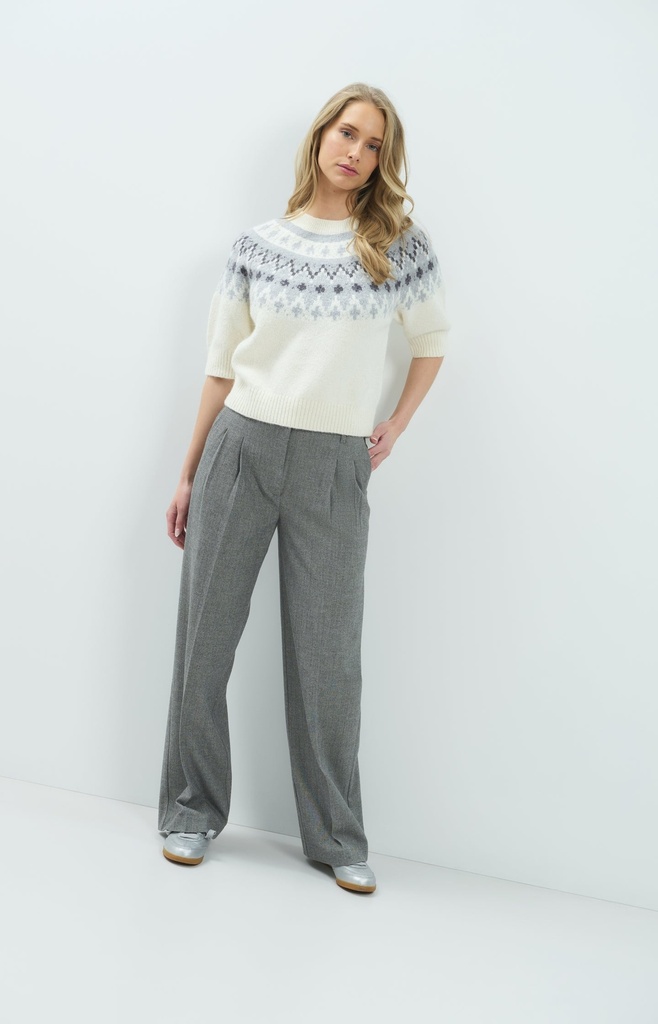 Pull en maille à motif jacquard inspiration nordique - YAYA - Illusions Gray Dessin (7)