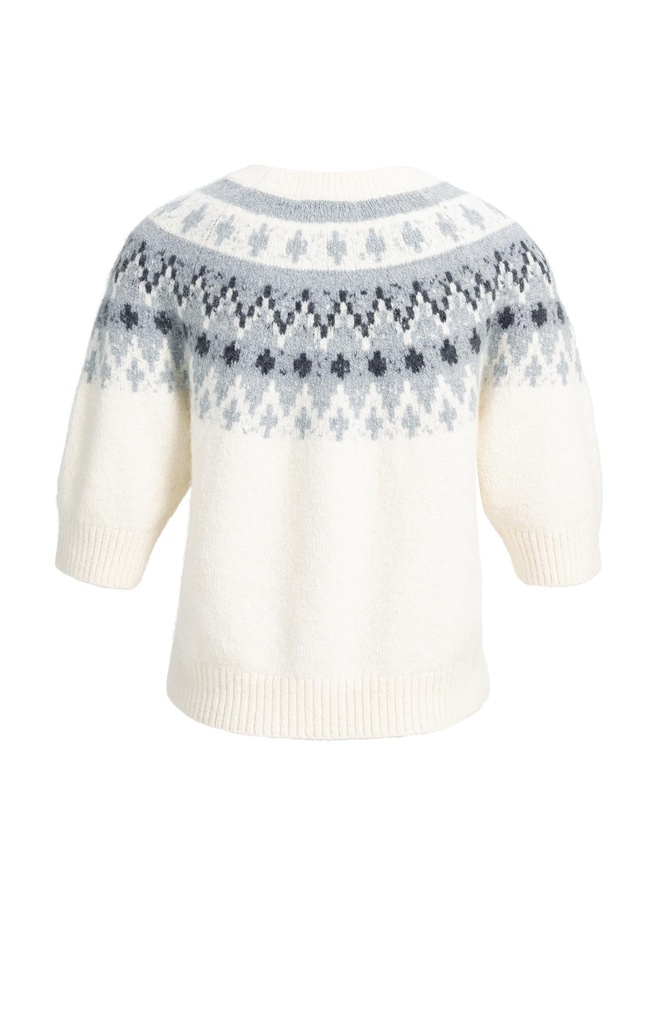 Pull en maille à motif jacquard inspiration nordique - YAYA - Illusions Gray Dessin (8)