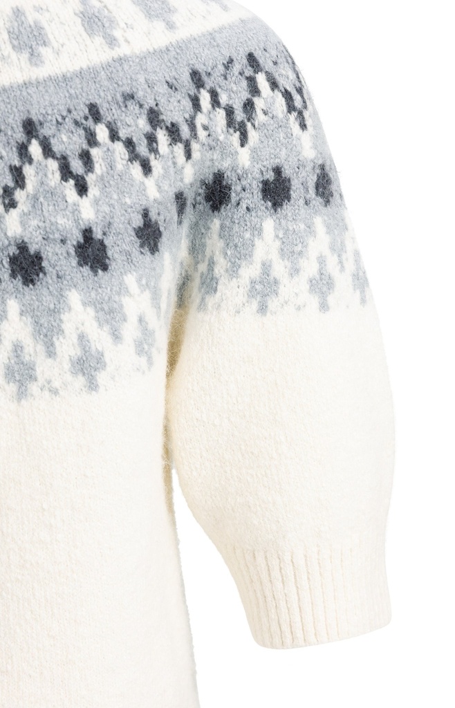 Pull en maille à motif jacquard inspiration nordique - YAYA - Illusions Gray Dessin (9)