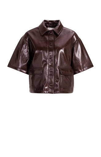 Veste courte en simili cuir brillant - YAYA - Bitter Chocolate Red