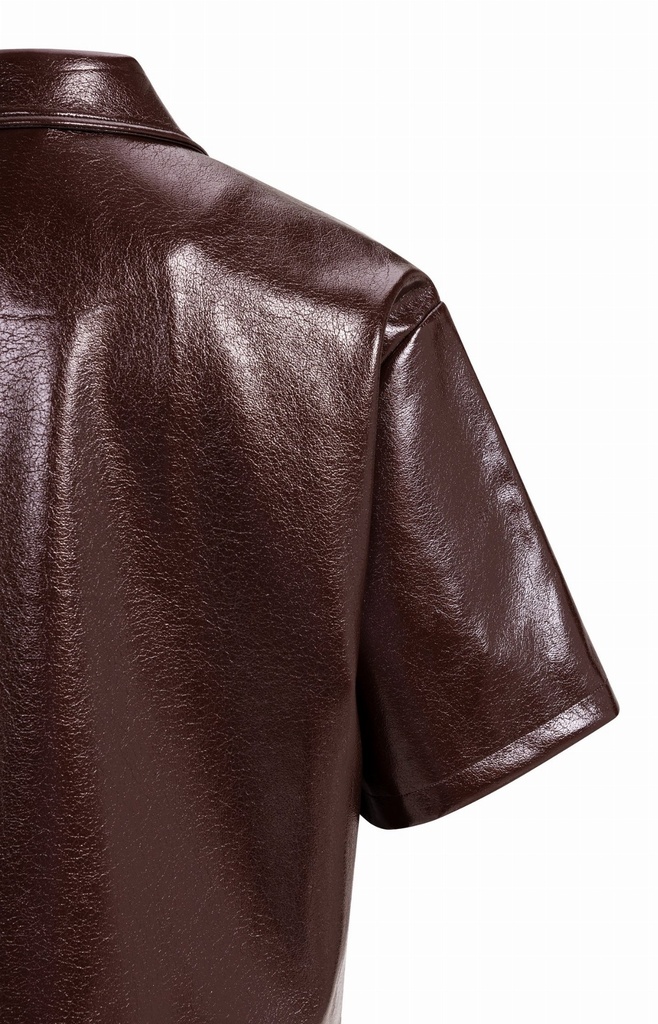 Veste courte en simili cuir brillant - YAYA - Bitter Chocolate Red (10)
