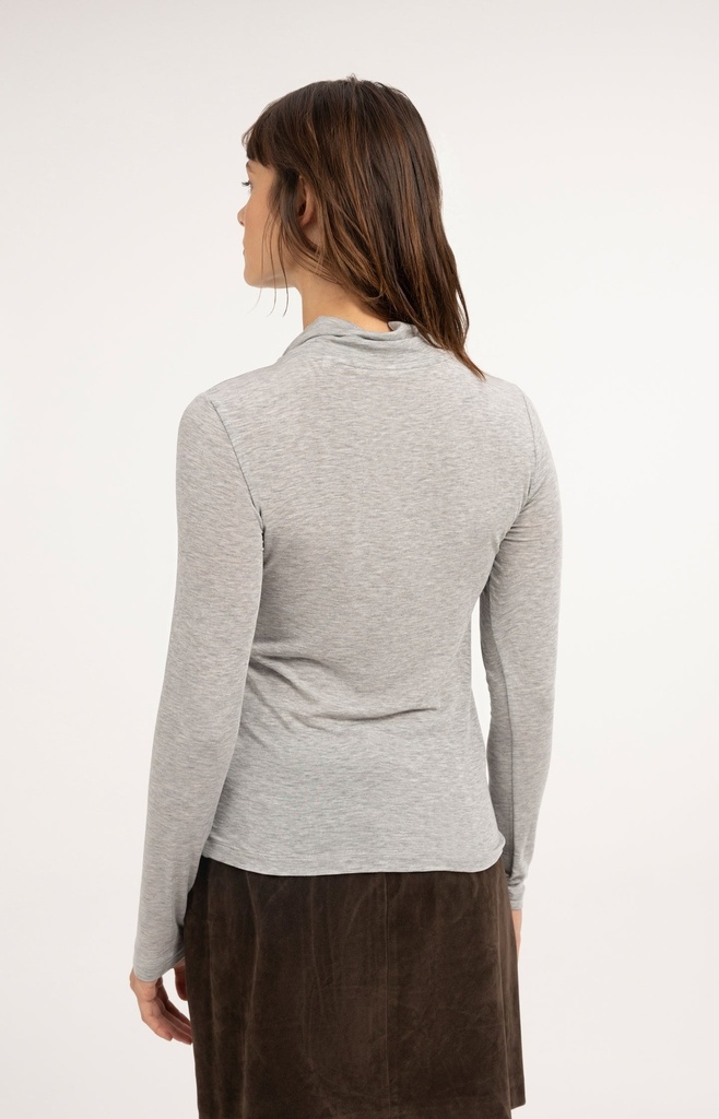 Haut manches longues à col foulard - YAYA - Illusions Gray Melange (3)