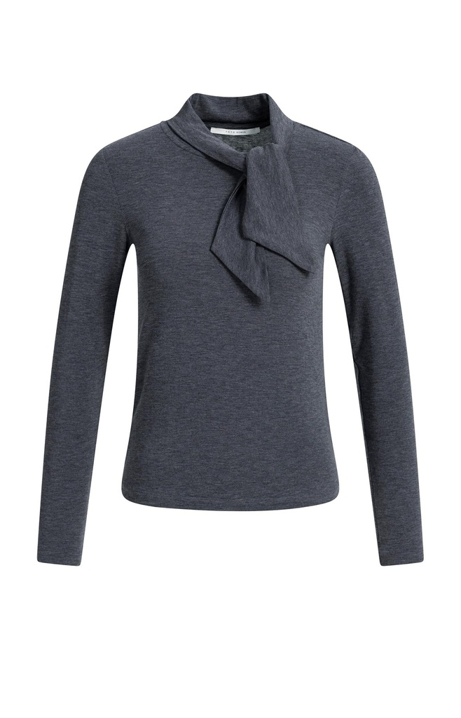 Haut manches longues à col foulard - YAYA - Pavement Grey Melange