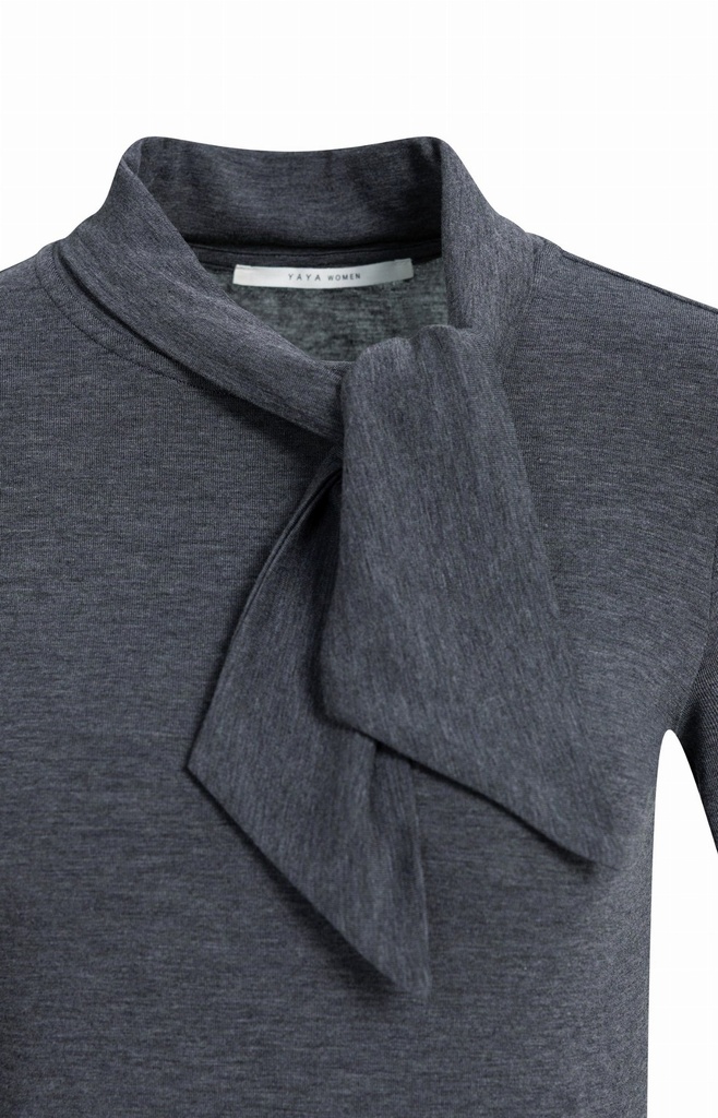 Haut manches longues à col foulard - YAYA - Pavement Grey Melange (7)