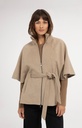 Veste poncho à col côtelé et ceinture assortie - YAYA - Pure Cashmere Grey Melange (3)
