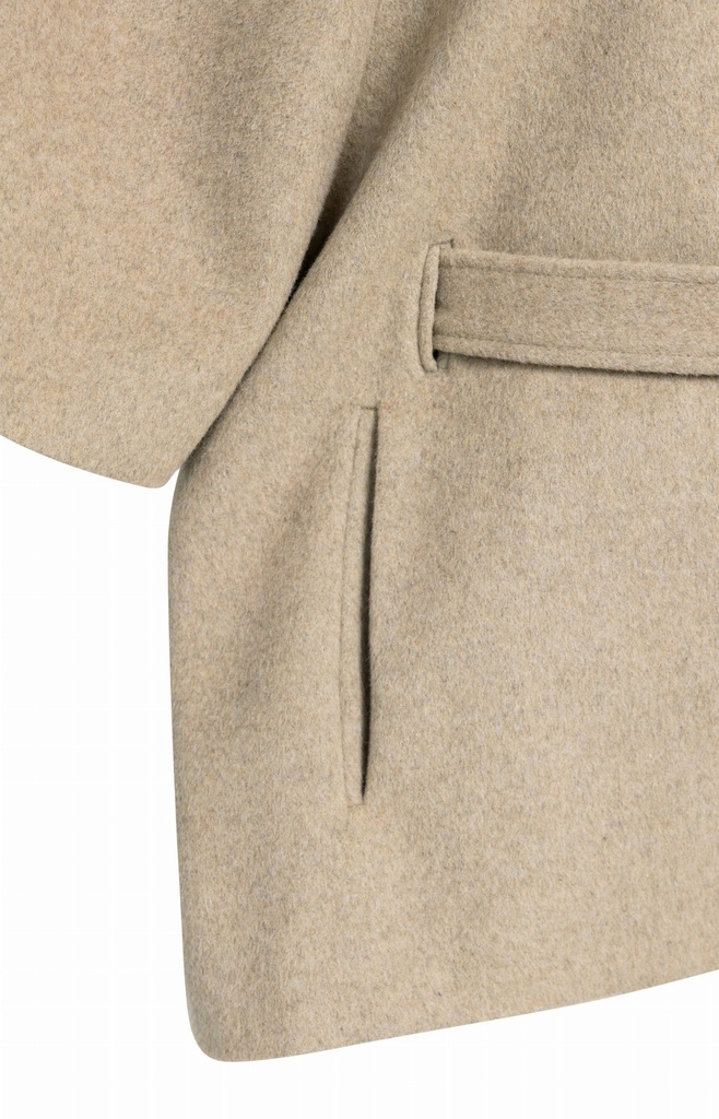 Veste poncho à col côtelé et ceinture assortie - YAYA - Pure Cashmere Grey Melange (11)