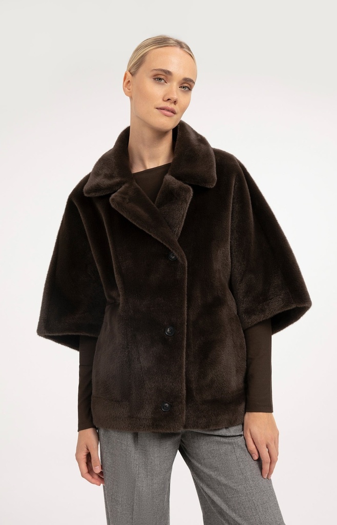 Veste oversize réversible en fausse fourrure - YAYA - Delicioso Brown (5)