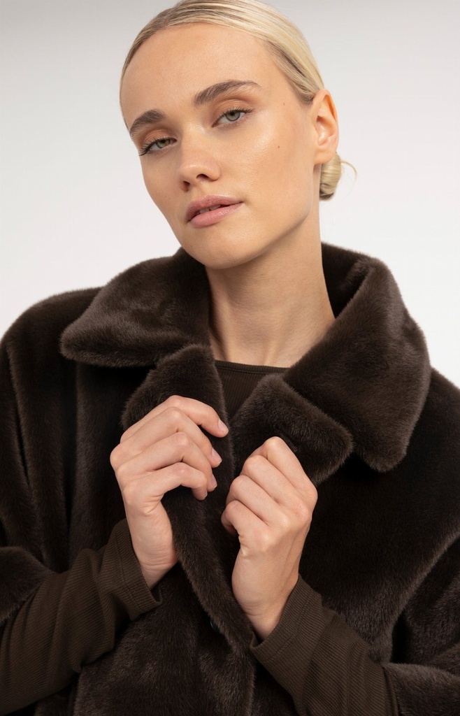 Veste oversize réversible en fausse fourrure - YAYA - Delicioso Brown (9)