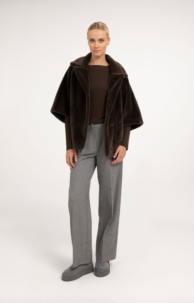 Veste oversize réversible en fausse fourrure - YAYA - Delicioso Brown (10)
