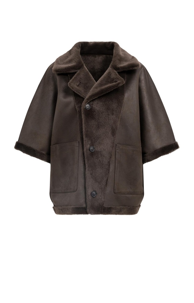 Veste oversize réversible en fausse fourrure - YAYA - Delicioso Brown (16)