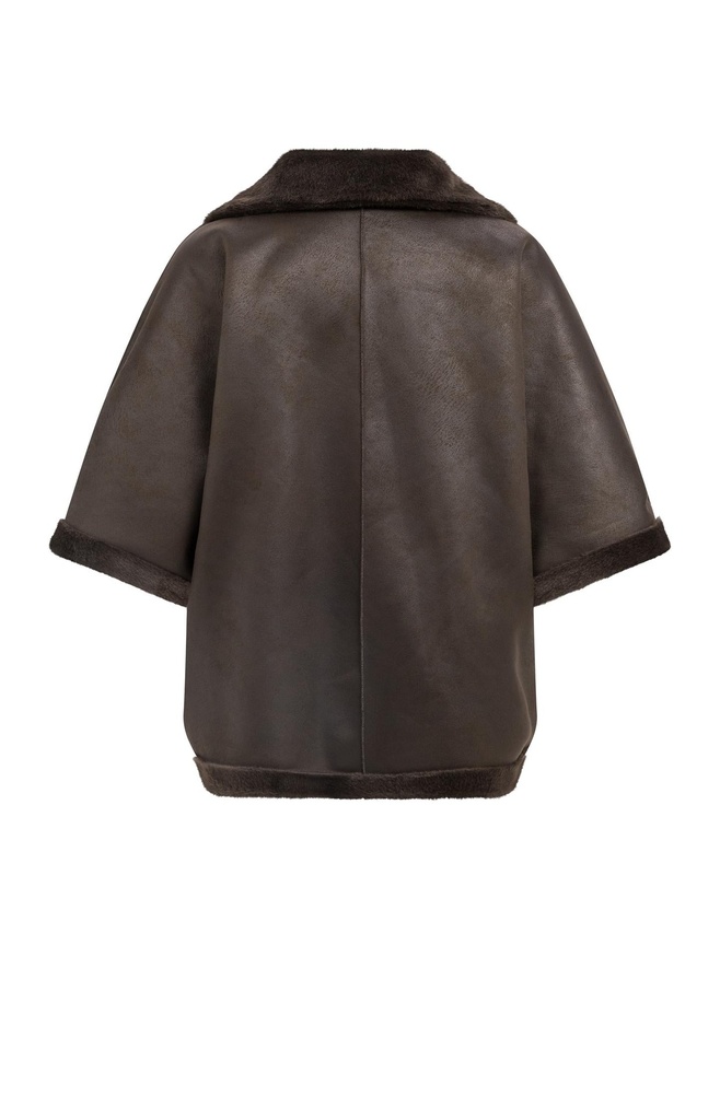 Veste oversize réversible en fausse fourrure - YAYA - Delicioso Brown (17)