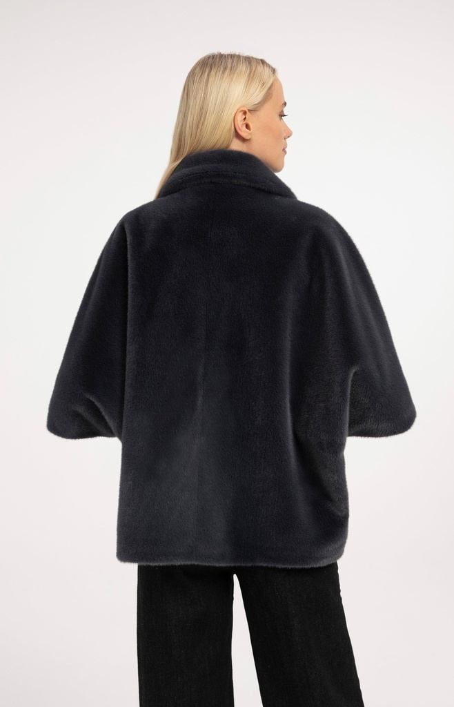 Veste oversize réversible en fausse fourrure - YAYA - Dark Anthracite (4)