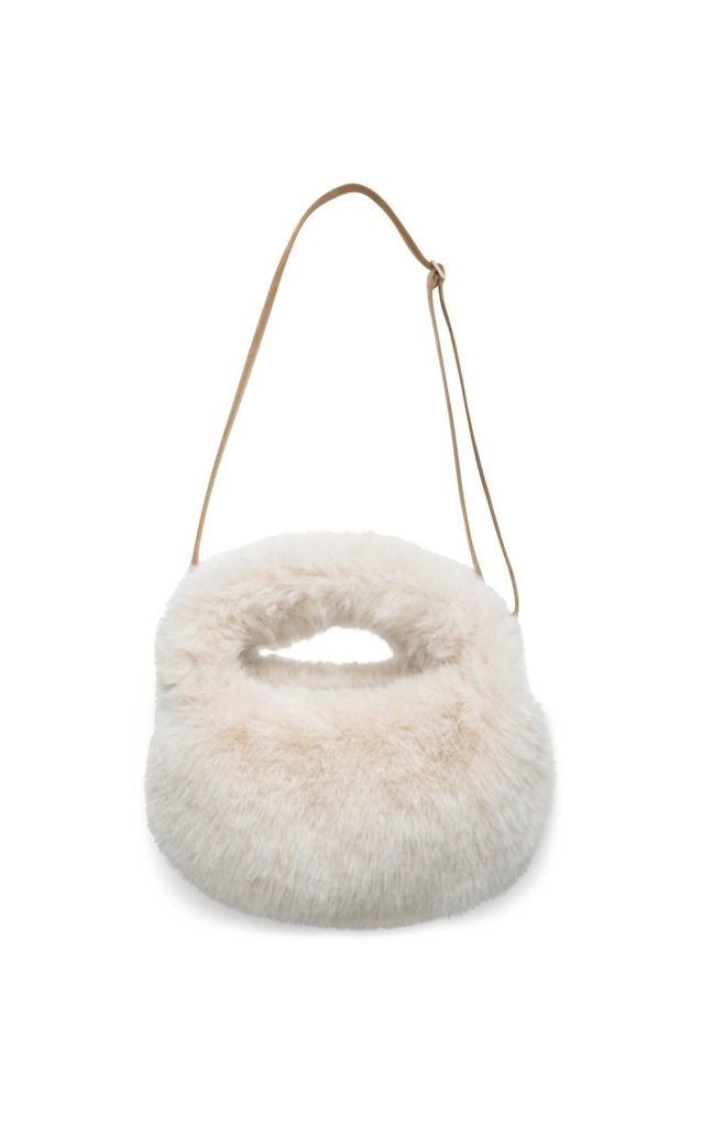 Petit sac rond en fausse fourrure - YAYA - Pure Cashmere Grey (2)
