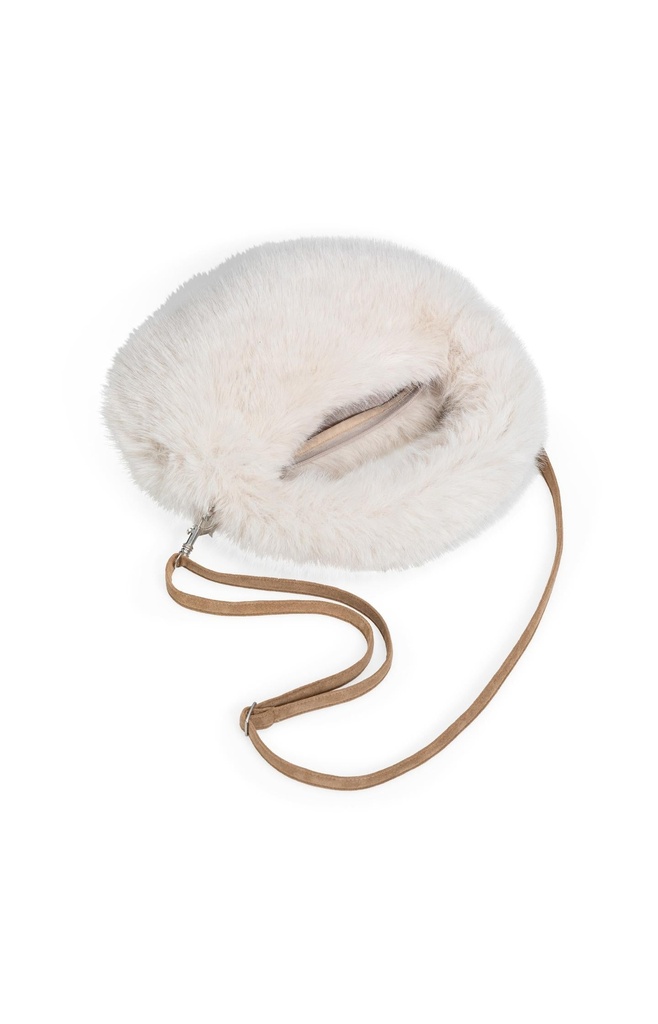 Petit sac rond en fausse fourrure - YAYA - Pure Cashmere Grey (3)
