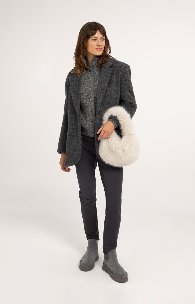 Petit sac rond en fausse fourrure - YAYA - Pure Cashmere Grey (5)